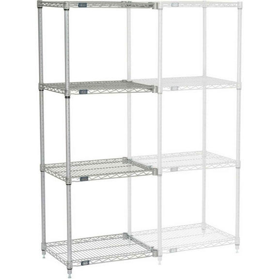 Nexel 5 Tier Silver Epoxy Wire Shelving Add-On Unit, 30"W x 24"D x 63"H
