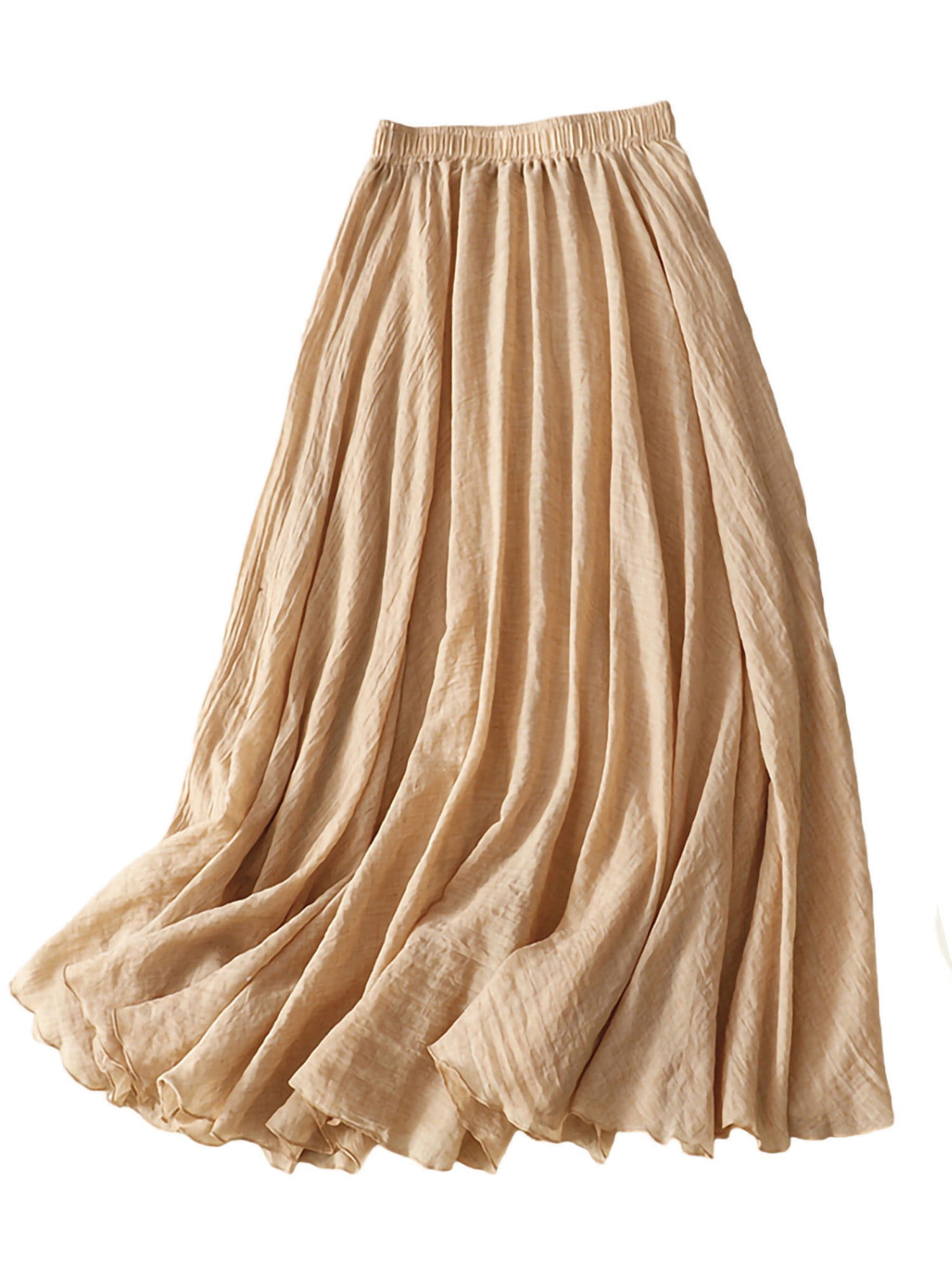 Frontwalk Women Long Skirt Ruffle Maxi Skirts Swing Ladies With Lined