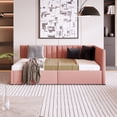 thumbnail image 2 of Upholstered Daybed with 2 Storage Drawers Twin Size Sofa Bed Frame No Box Spring Needed, Linen Fabric (Pink) 17AAH, 2 of 9