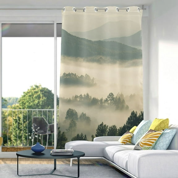 Blackout Curtains Window Curtain for Bedroom Living Room 1 Panel 82"x42" Forest Filled with Fog