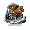 thumbnail image 1 of Decoración navideña plana 2D de casa , miniatura de pueblo navideño, accesorio fotográfico tradicional en acrílico para oficina, tienda,, 1 of 9