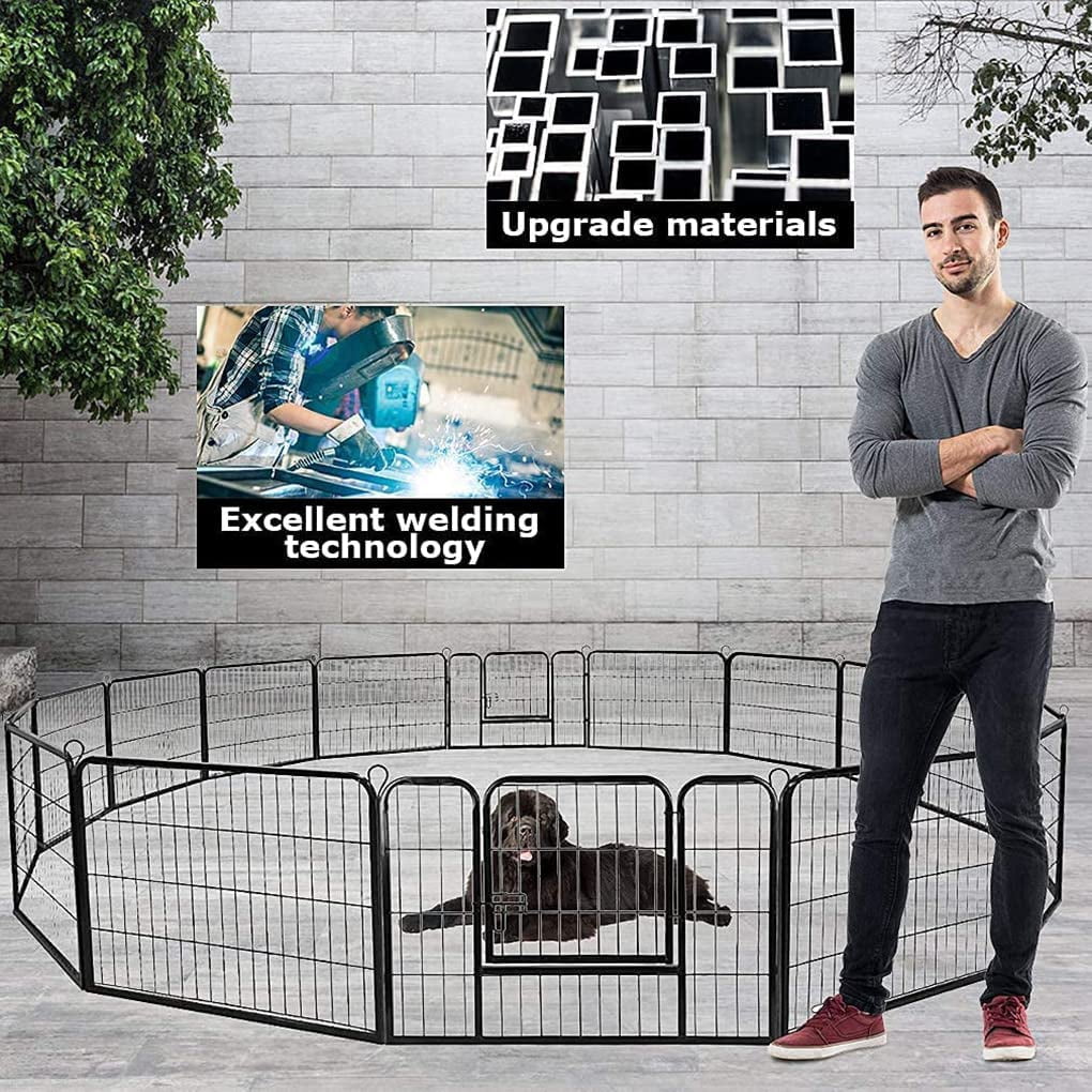 16-Panel 24-Inch Tall Heavy Duty Metal Pet Playpen, Indoor/Outdoor, Expandable