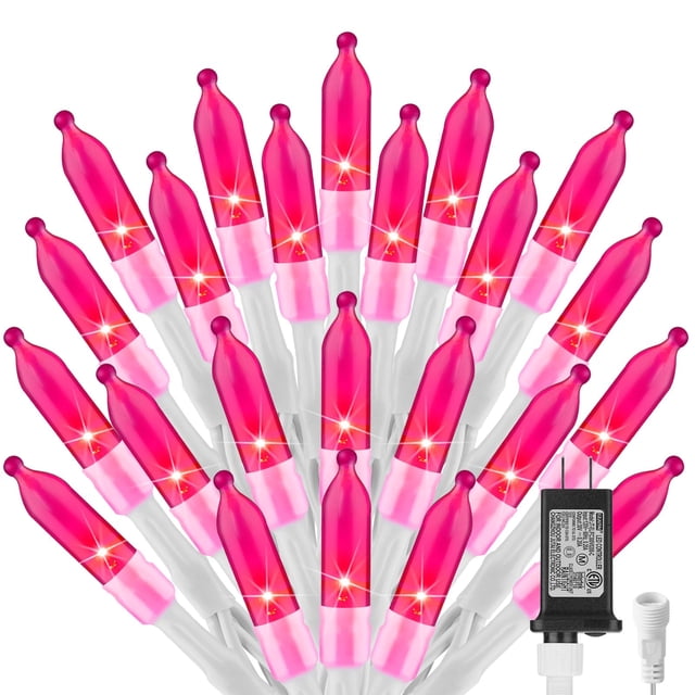 Cadena de luces Brightown de 12 m, 100 LED, color rosa, 8 modos, 120 V