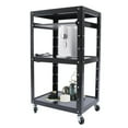 thumbnail image 4 of Fichiouy 42" AV Cart Free Standing Desk with Pullout Keyboard Tray&Wheels for Home Office Black, 4 of 10