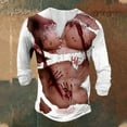 thumbnail image 2 of YDLCAFD Men's Printed Themed Button Up Long Sleeve Textured Casual T Shirt, 2 of 3