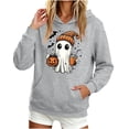 thumbnail image 2 of Hoodie for Women Halloween Ghost Graphic Pullover Hooded Sweatshirts Fall Casual Long Sleeve Soft Fleece Hoody Jackets with Kangaroo Pocket Ladies' Halloween Party Costumes, 2 of 5