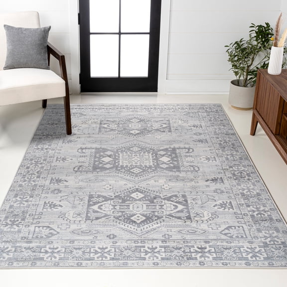 JONATHAN Y MODERN PERSIAN 8 x 10 Area Rug, Vintage Medallion - Light Grey, MDP108B-8