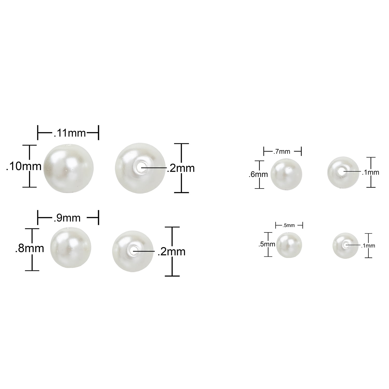 (4 pack) Cousin DIY Unisex 4-Strand White Pearl Glass Beads, 7.5 Inch, 120 Piece
