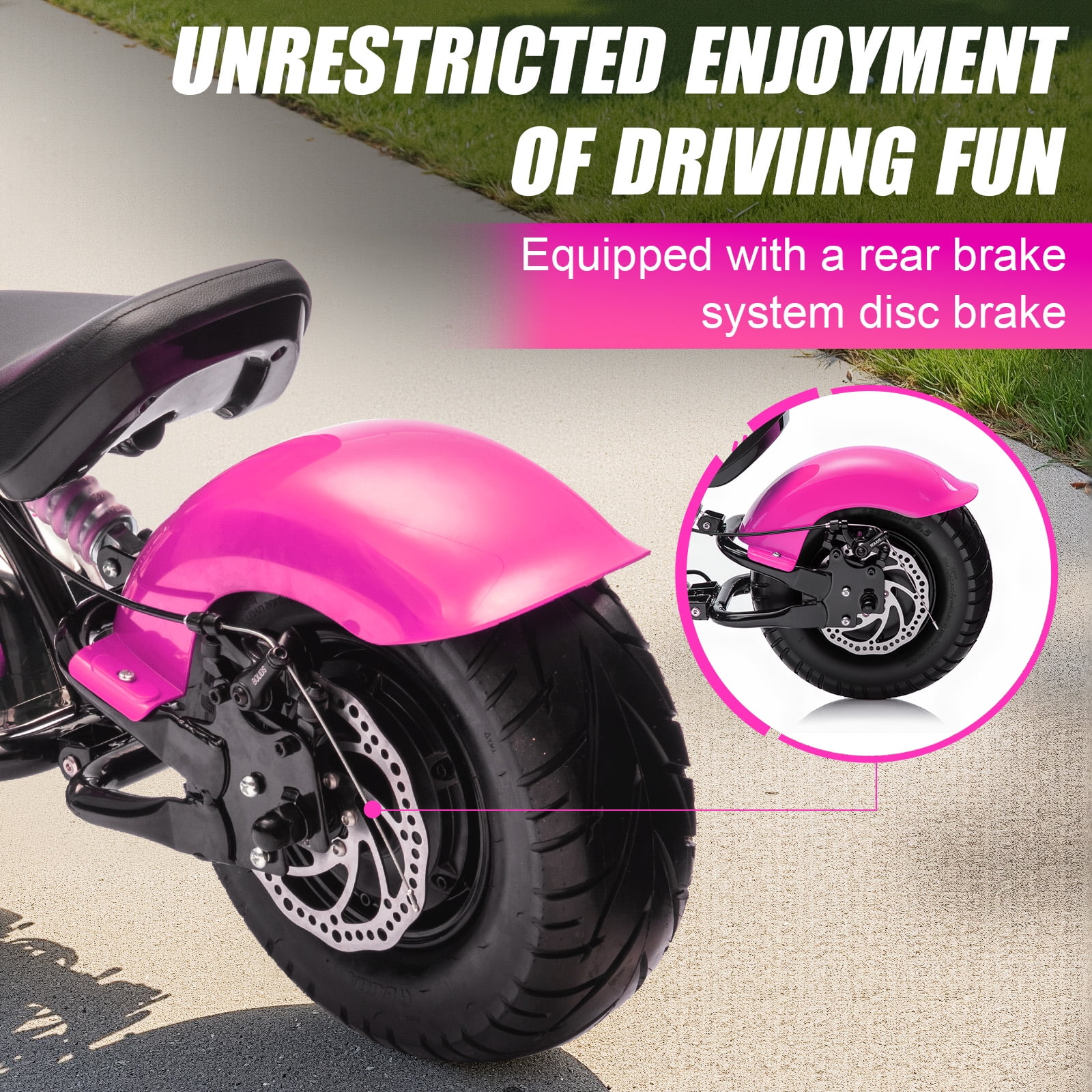 MUKIDY 24V Electric Dirt Bike for Kids, 250W Ride on Motorcycle with Twist Grip Throttle, Key Start, Music, Speed up to 12.4 mph, Age 8+, Pink