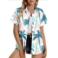 thumbnail image 2 of WCMZJ Hawaiian Shirts for Women Summer Beach Shirt Tropical Shirts Womens Hawaii Button Down Short Sleeve Blouses Button Up Tops Pink XL, 2 of 6