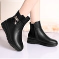 thumbnail image 4 of Tuphregyow Warm Winter Women's Ankle Boots with Low Chunky Heels, Classic Round Toe, and Side Zipper Closure Black 36, 4 of 9