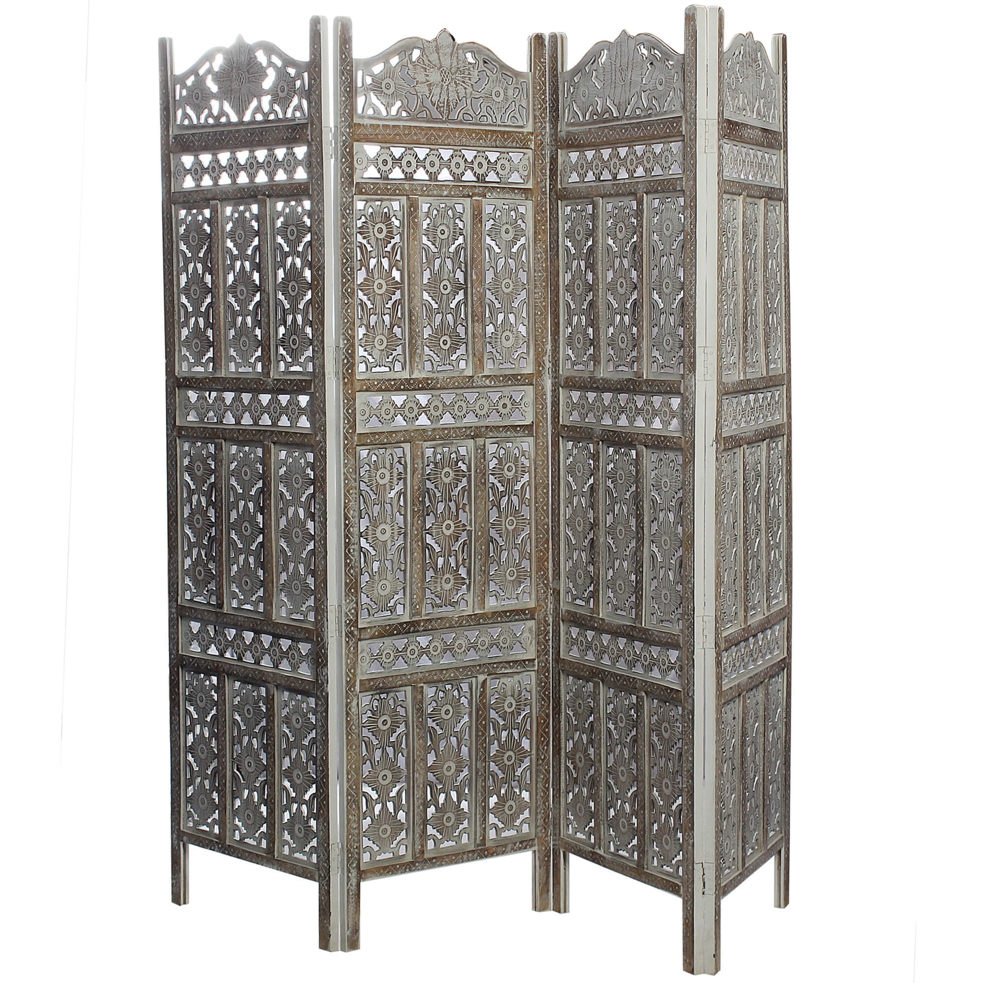 4 Panel Traditional Room Divider , Burnt Vintage