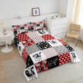 thumbnail image 4 of Milk Cow Comforter Set Farm Animals King Bedding Set,Western Cowboy Bull Cattle Down Comforter Rustic Flowers Duvet Set,Red Patchwork Buffalo Plaid Farmhouse Decor, 4 of 7