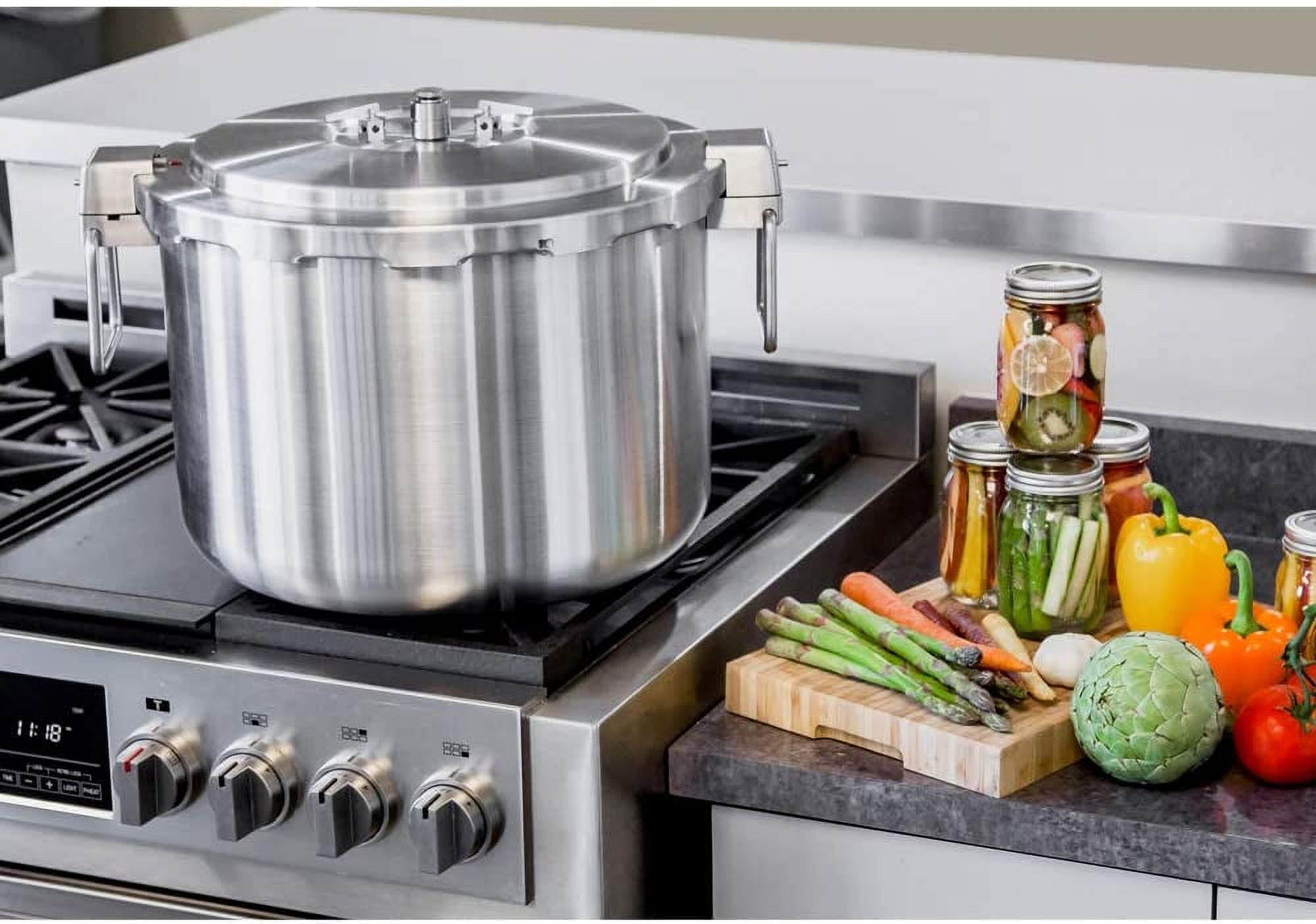 Buffalo 37 Quart Stainless Steel Pressure Cooker Extra Large Canning Pot  with Rack and Lid for