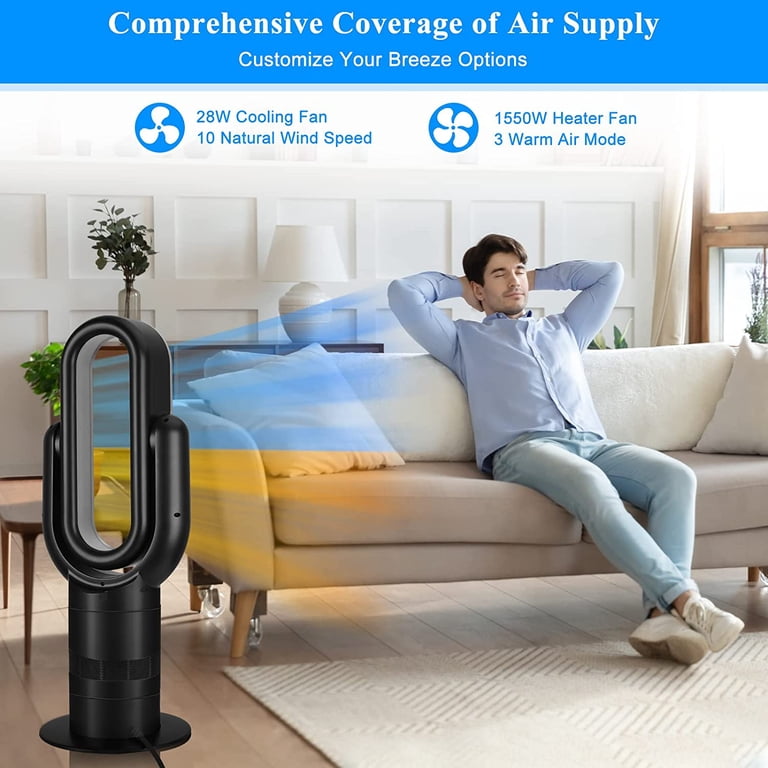 HealSmart 26'' Space Heater Bladeless Tower Fan, Heater u0026 Coolingn Combo  for Home - Walmart.com