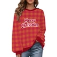 thumbnail image 2 of Maplenight Christmas Sweatshirts for Women Merry Christmas Plaid Pullover Crew Neck Sweatshirts Holiday Vacation Graphic Tees Tops, 2 of 7