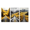 thumbnail image 2 of Designart "Yellow Forest Journey A Scenic Road IV" Landscape & Nature Wall Art Set Of 3 - Yellow Road Canvas Set For Living Room Decor, 2 of 7