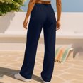 thumbnail image 7 of sdhkgrrt Women's Wide Leg Lounge Pants High Waisted Flowy Casual Sweatpants with Pockets Solid Long Palazzo Trousers Home Work Travel Fall Outfits Winter Clothes, Navy M, 7 of 7