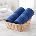 thumbnail image 5 of REGALWOVEN Solid Striped Hand Towels Set of 2, Cotton Soft Absorbent Bathroom Decorative Towel Navy Blue 14" x 30", 5 of 6