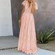 thumbnail image 4 of Vestido de novia de encaje floral de manga corta con cuello en V para mujer Vestido largo de fiesta de cóctel de dama de honor Fridja  qw5091, 4 of 9