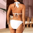 thumbnail image 4 of Women Halter Bikini Set - Two Piece Triangle Swimsuit Tie Bathing Suit Cute Swimwear White S, 4 of 5