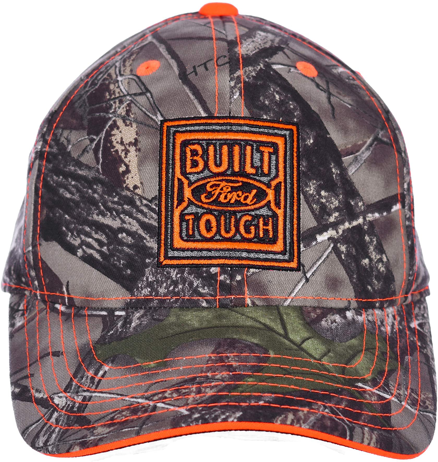 Real Tree Ford Built Ford Tough Baseball Cap With Blaze Orange Accents Camo Hat 