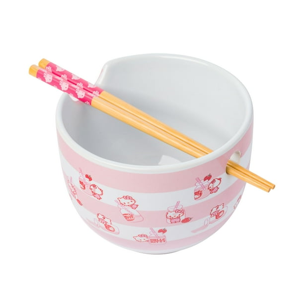 Cuenco de arroz con fideos ramen Sanrio Hello Kitty, 600 ml, con palillos