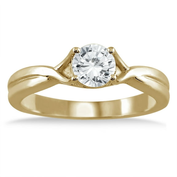 SZUL Women's 1/2 Carat Diamond Solitaire Ring in 14K Yellow Gold (J-K-L Color, I2-I3 Clarity)
