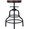 thumbnail image 5 of Set of 2 Farmhouse Bar Stools 19.7-26.8inch Counter Height Adjustable Vintage Kitchen Island Stool Swivel Wooden Seat Industrial Breakfast Cafe Chair, 5 of 9