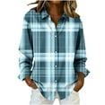 thumbnail image 2 of Dressy Plaid Shirts for Women Casual Long Sleeve Lapel Button Down Blouse Oversized Fall Winter Shirt Jackets, 2 of 3
