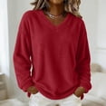 thumbnail image 2 of Yievot Women's Fleece Sweatshirts V Neck Long Sleeve Fall Top Solid Color Casual Warm Tunic Tops, 2 of 9
