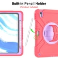 thumbnail image 5 of Dteck Case for iPad Air 11 inch 2025/2024,Heavy Duty Silicone Case 3-Layer Protection Shockproof Kickstand Cover with Pencil Holder/Hand Strap/Shoulder Strap for iPad Air 11-in. M3/M2,Red+Purple, 5 of 9