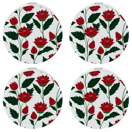 

YZUOUZY Night Light Bedroom Lamp a Set of 4 Abstract Elegance Floral Flowers