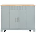 thumbnail image 5 of AENKYO Fluted Kitchen Island with Trash Can Storage Cabinet, Power Outlet, Internal Storage Rack, Rolling Kitchen Islands on 5 Wheels with 3 Drawer, 3 Open Side Racks for 10 Gallon Garbage Bin,Green, 5 of 12