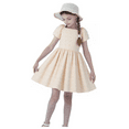 thumbnail image 2 of HILEELANG Little Girl Dress Short Sleeve Summer Cream Casual Tie Back Princess Elegant Party Dress 5-6T, 2 of 7