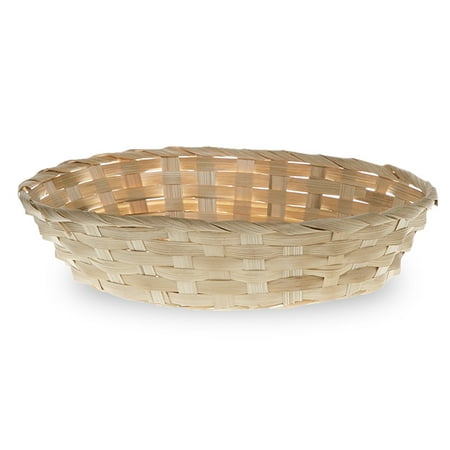 Wide Oval Composite Bamboo - Oval Natural Bamboo Utility Tray Basket 10in