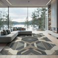 thumbnail image 2 of ODIKA 8'x10' Washable Area Rug Durable, Non-Slip Entry Grey Neutral Interlocking Angular Motif Contemporary Entryway for Living Room, Under Sectional, Family, 2 of 7