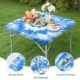 thumbnail image 4 of Blue Tie Dye Pattern Square Fitted Tablecloth with Elastic Edge,Square Table Cover,Washable Elastic Table Cover for Home Kitchen Party Decor 34"x34", 4 of 6