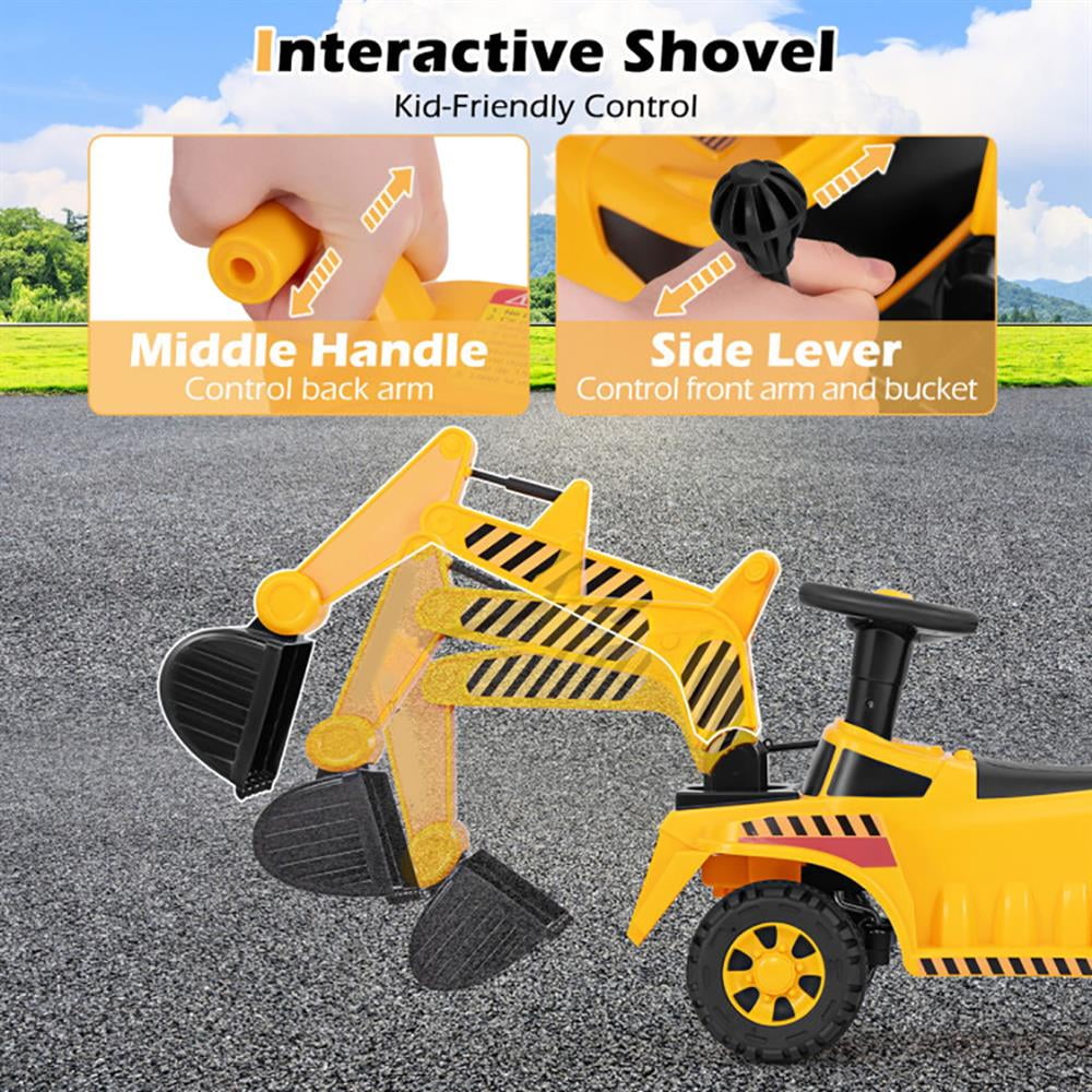 Resenkos Kids Ride on Excavator with Adjustable Shovel-Yellow