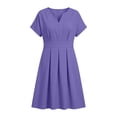 thumbnail image 6 of Gpaecead Women's Short Sleeve V Neck High Waist Dress Plus Size Business Casual Midi Dress With Pockets For Office And Interview Purple, 6 of 7