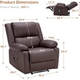 thumbnail image 6 of YODOLLA Leather Recliner Chair with Massage Heated Function, Home Theater Seating Sofa Brown, 6 of 9