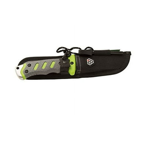 BOUNDARY Fixed Blade Outdoor Survival Knife 4.5-inch Partially Serrated 420 Stainless Steel Blade Striker Plate Sheath Firestarter and Sharpener