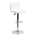 thumbnail image 1 of Pemberly Row 24" Contemporary Metal/Vinyl Adjustable Striped Bar Stool in White, 1 of 4