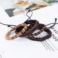 thumbnail image 2 of Sehao Vintage Braided Multilayer Leather Bracelet, 4 Pieces, Adjustable Length, 2 of 2