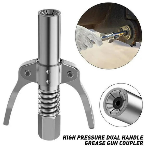 Grease Gun Coupler Double Handle High Pressure Quick Release Lock Oil Nozzles US