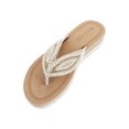 thumbnail image 1 of Qarigey 1 par de sandalias informales de verano para interior y exterior para mujer, zapatillas con separador de dedos y hojas de perlas, zapatos de ocio Calzado ein­und­vierzig Qarigey AP002494-06, 1 of 1