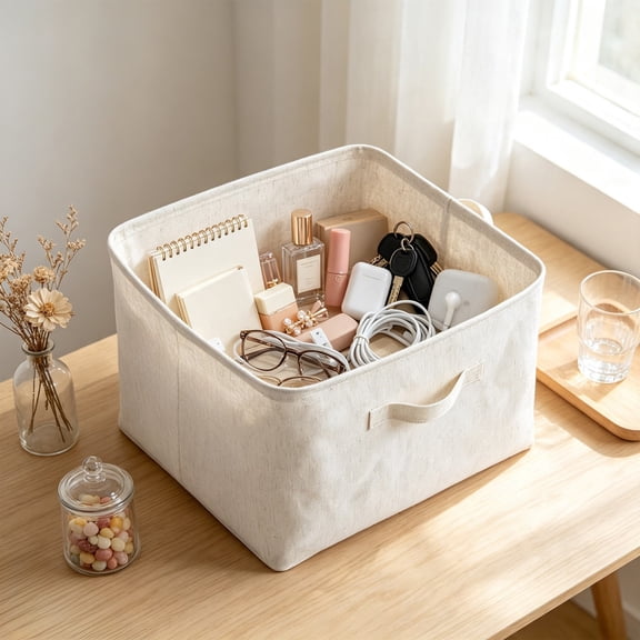 Foldable Storage Basket for Wardrobe Shelf Nursery Bedroom Living Room Organizer Cloth Collapsible Toy Blanket Bin for Closet Shelves Lightweight Woven Container for Home Organization 1 pc