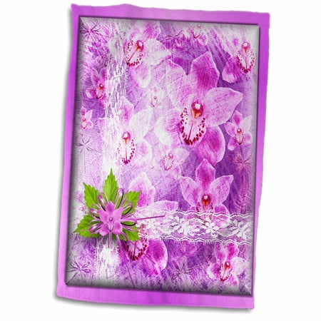 3dRose OPrchid Grunge - Towel, 15 by 22-inch