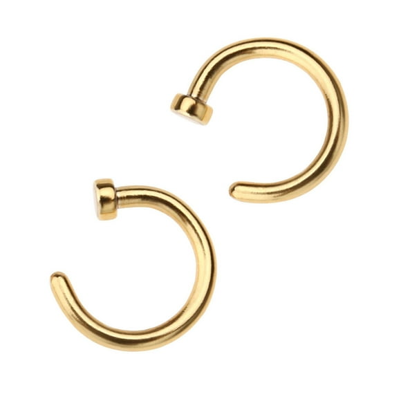 2 pcs Unisex Surgical Titanium Steel Open Nose Ring Nose Piercing Stud 6mm (Golden)
