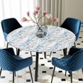 thumbnail image 5 of Elastic Fitted Round Tablecloth, Blue Grey Botanical Waterproof Stretch Table Cover for 36"-44" Tables, Spring Floral Summer Farmhouse Washable Outdoor Tablecloths for Patio, Picnic, Camping, 5 of 9